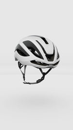 KASK Elemento white cycling helmet with aerodynamic design and black chin strap