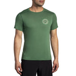 Brooks Distance Short Sleeve 2.0 men's running shirt in forest green with logo