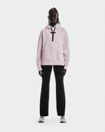 On Focus Tech Hoodie in orchid pink with front pocket and hood