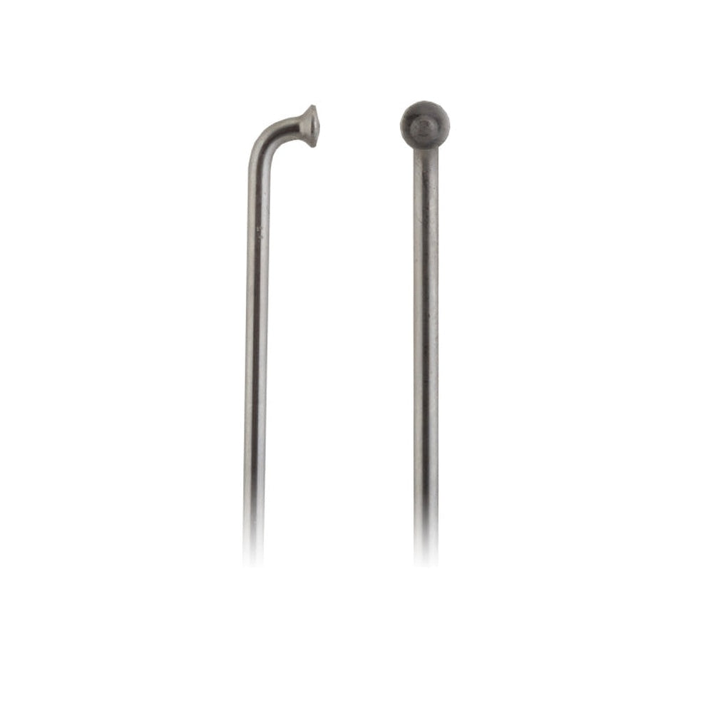 Sapim Leader 2.0mm stainless steel bicycle spoke shown from two angles without nipple