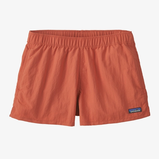 Patagonia Women's Barely Baggies Shorts in coral color with elastic waistband