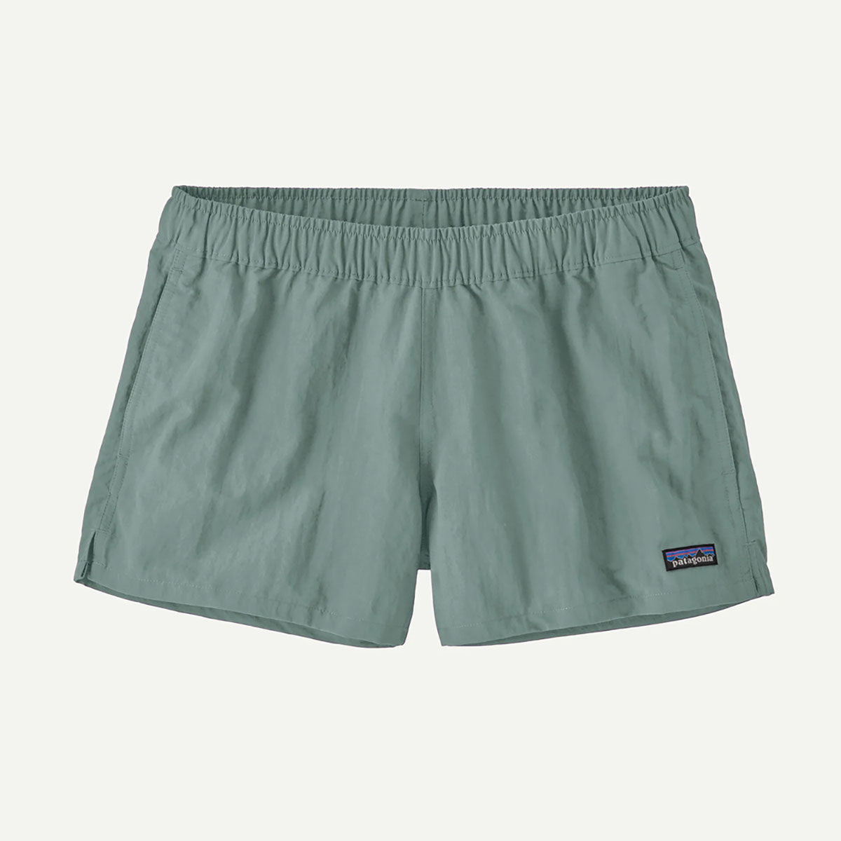 Patagonia Women's Barely Baggies Shorts in early teal green on white background