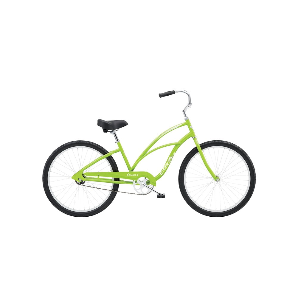 Electra Cruiser 1 women's beach cruiser bicycle in bright green with black seat