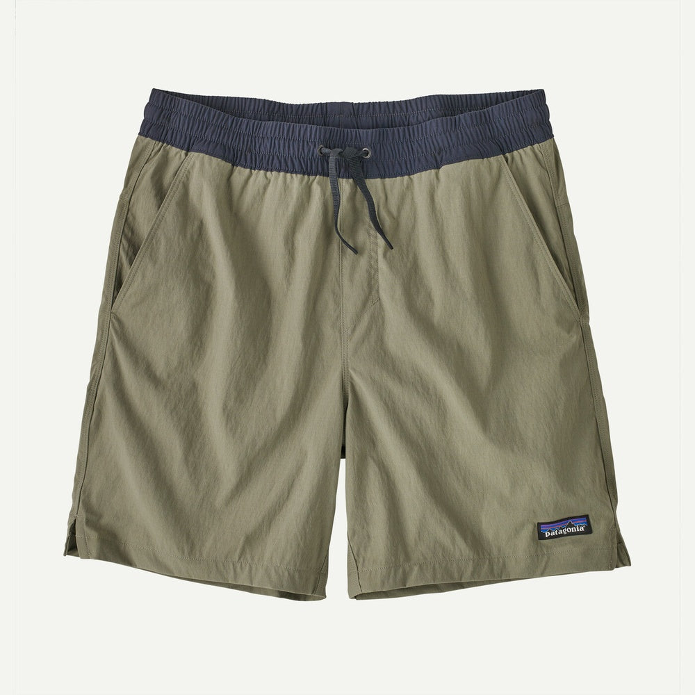Patagonia Men's Baggies Lights 6-inch shorts in River Rock Green with navy waistband
