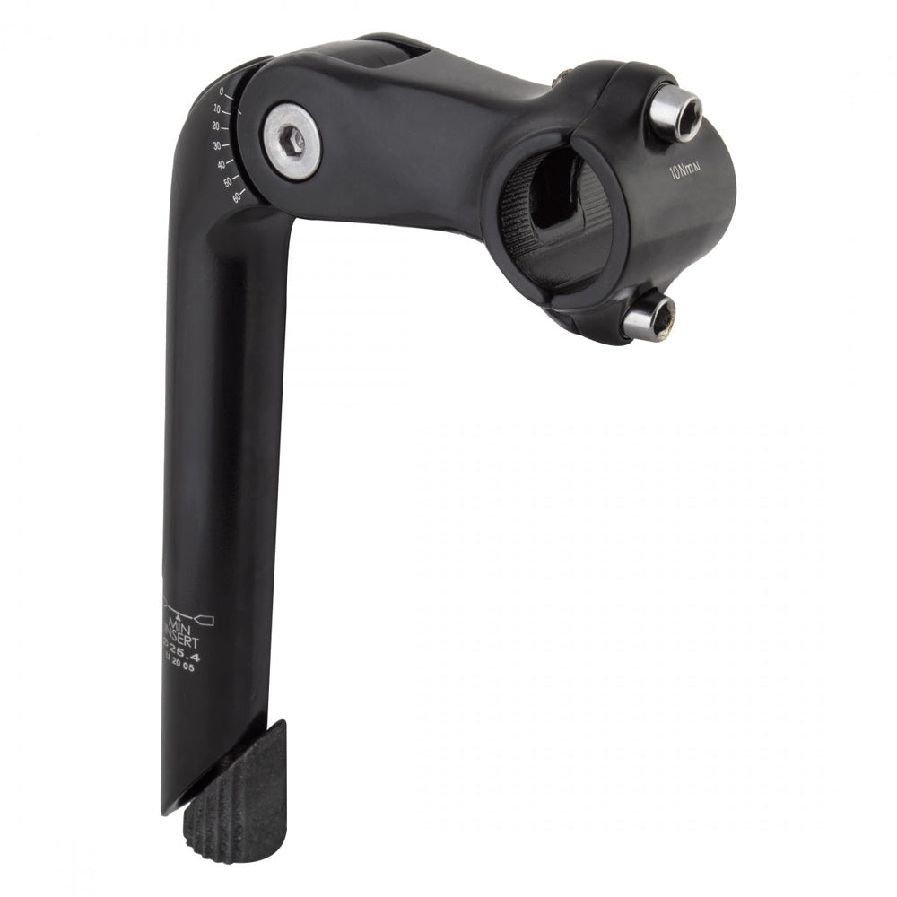 Sunlite adjustable quill stem 1-1/8 inch 90x180mm with 25.4mm clamp in matte black