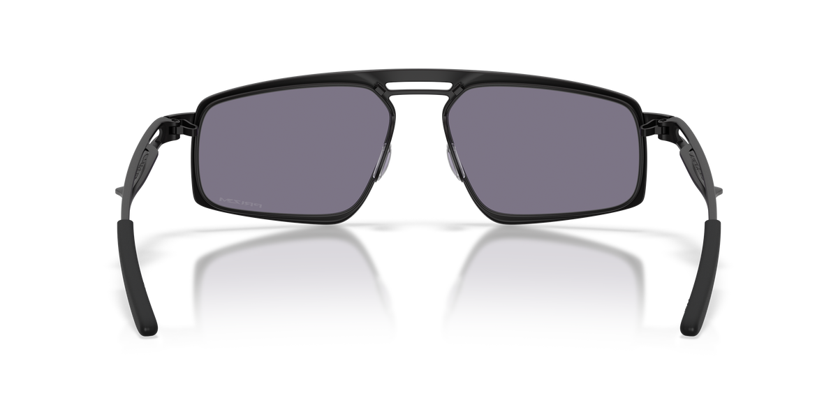 Oakley Bushwick sunglasses rear view showing grey Prizm lenses and satin black frame
