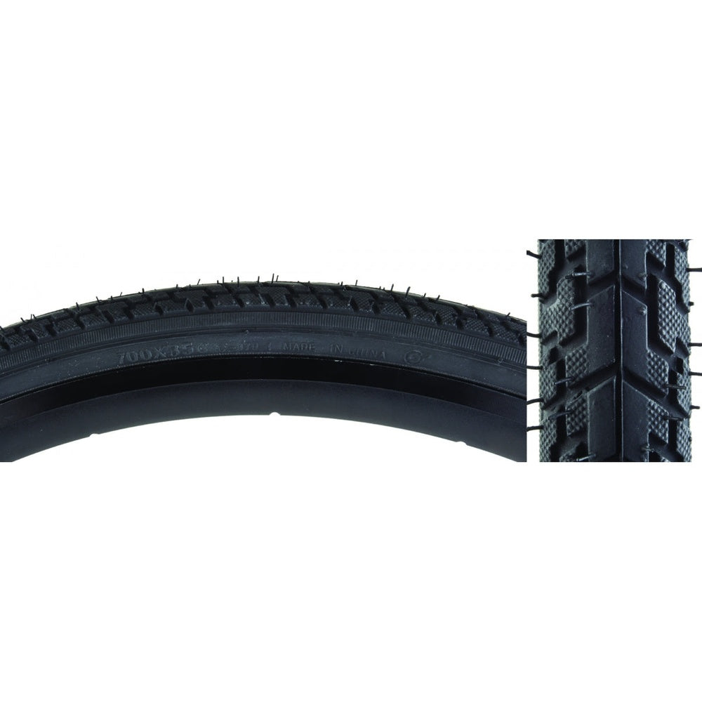 Sunlite black hybrid bicycle tire with knobby tread pattern on white background