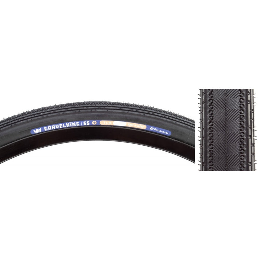Panaracer GravelKing SS+ 700x45 folding tubeless tire in black with tread detail