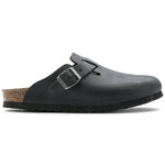 Black Birkenstock Boston oiled leather clog with adjustable buckle strap