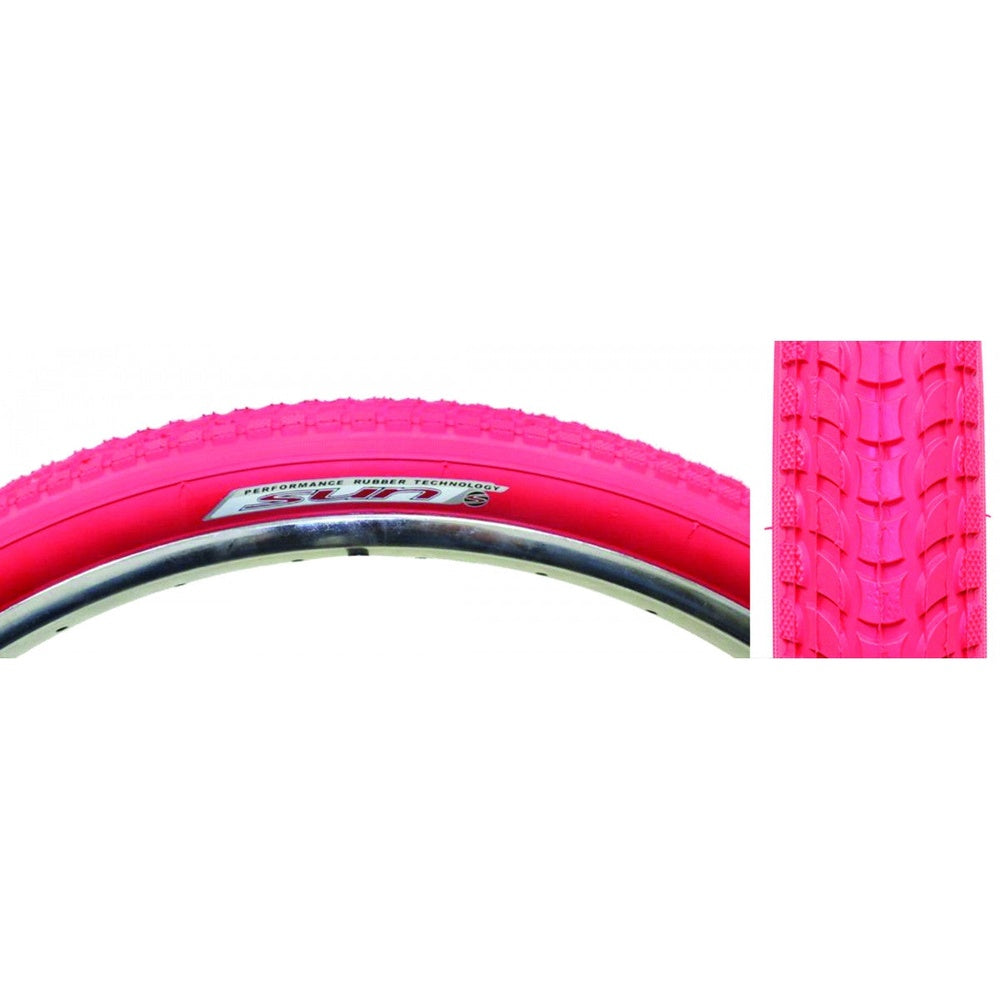 Sunlite Cruiser 927 26x2.125 pink bicycle tire with tread detail inset view
