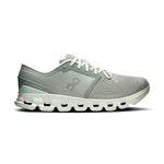On Cloud X 4 running shoe in tin gray with iceberg mint accents