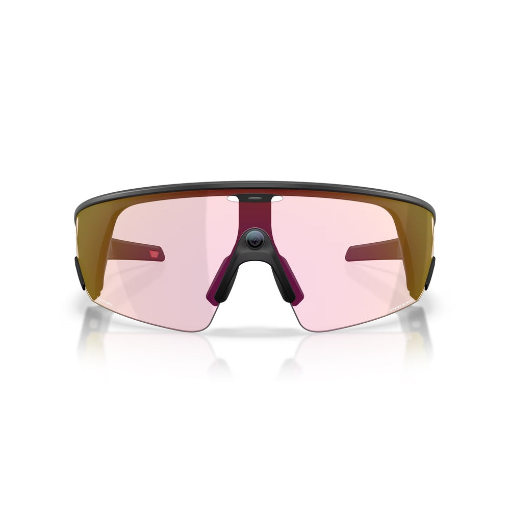 Oakley Meta Vanguard sunglasses in black frame with Prizm Transitions Ember pink lenses