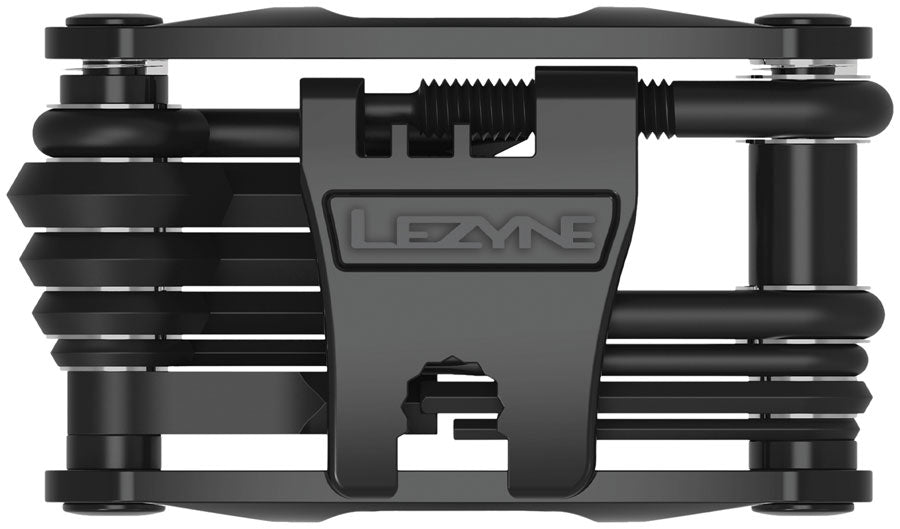 Lezyne RAP II 6 black multi-tool folded front view showing Lezyne branding
