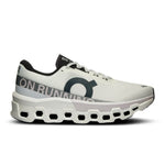 On Cloudmonster 2 running shoe in white with green logo and distinctive sole