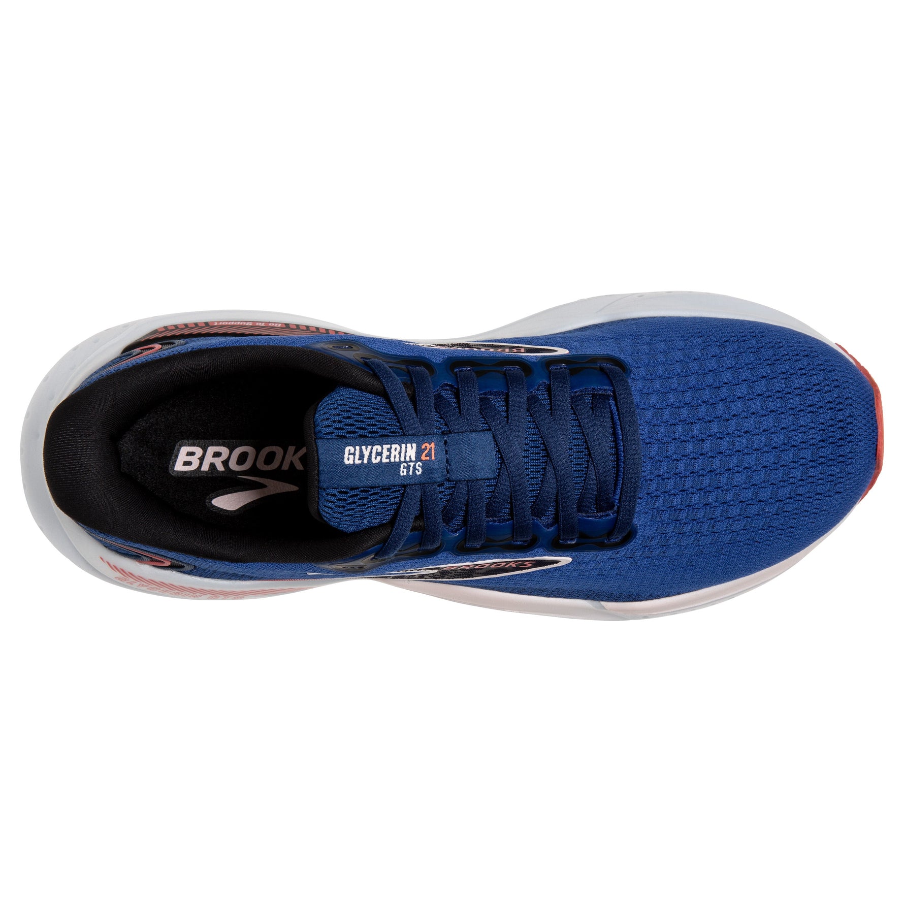 Brooks Glycerin 21 women's running shoe in blue with pink coral accents