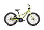 Specialized Riprock children's bike in bright green with black accents and purple chain guard
