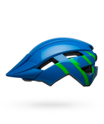 Bell Sidetrack II youth mountain bike helmet in blue with green stripe accents