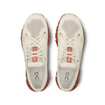 On Cloud X 3 running shoes in ice cream and auburn colorway, top view