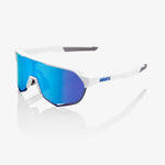 100% S2 sunglasses in matte white frame with blue mirror lens