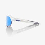 100% S2 sunglasses in matte white frame with blue mirrored lens