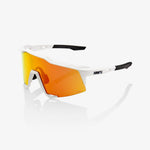 100% Speedcraft sunglasses with white frame and orange-red mirror lens