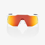 100% Speedcraft sunglasses with white frame and orange-red mirrored lens