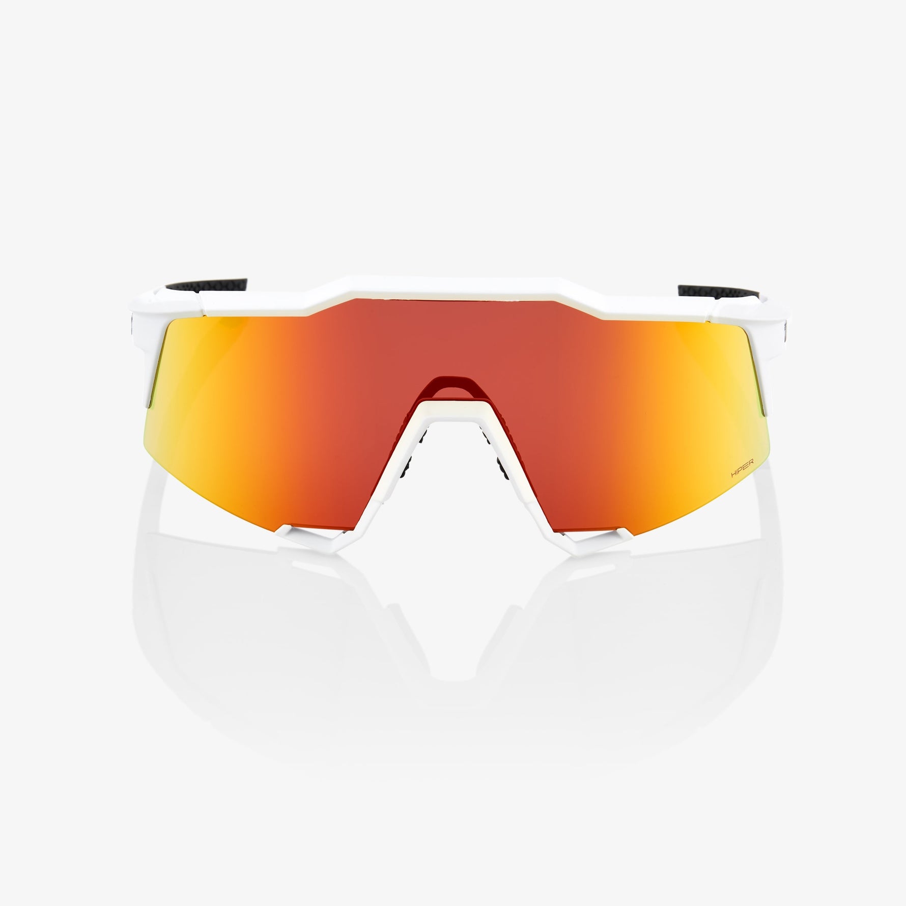 100% Speedcraft sunglasses with white frame and orange-red mirrored lens