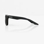 100% S2 sunglasses in soft tact black with smoke lens, side profile view