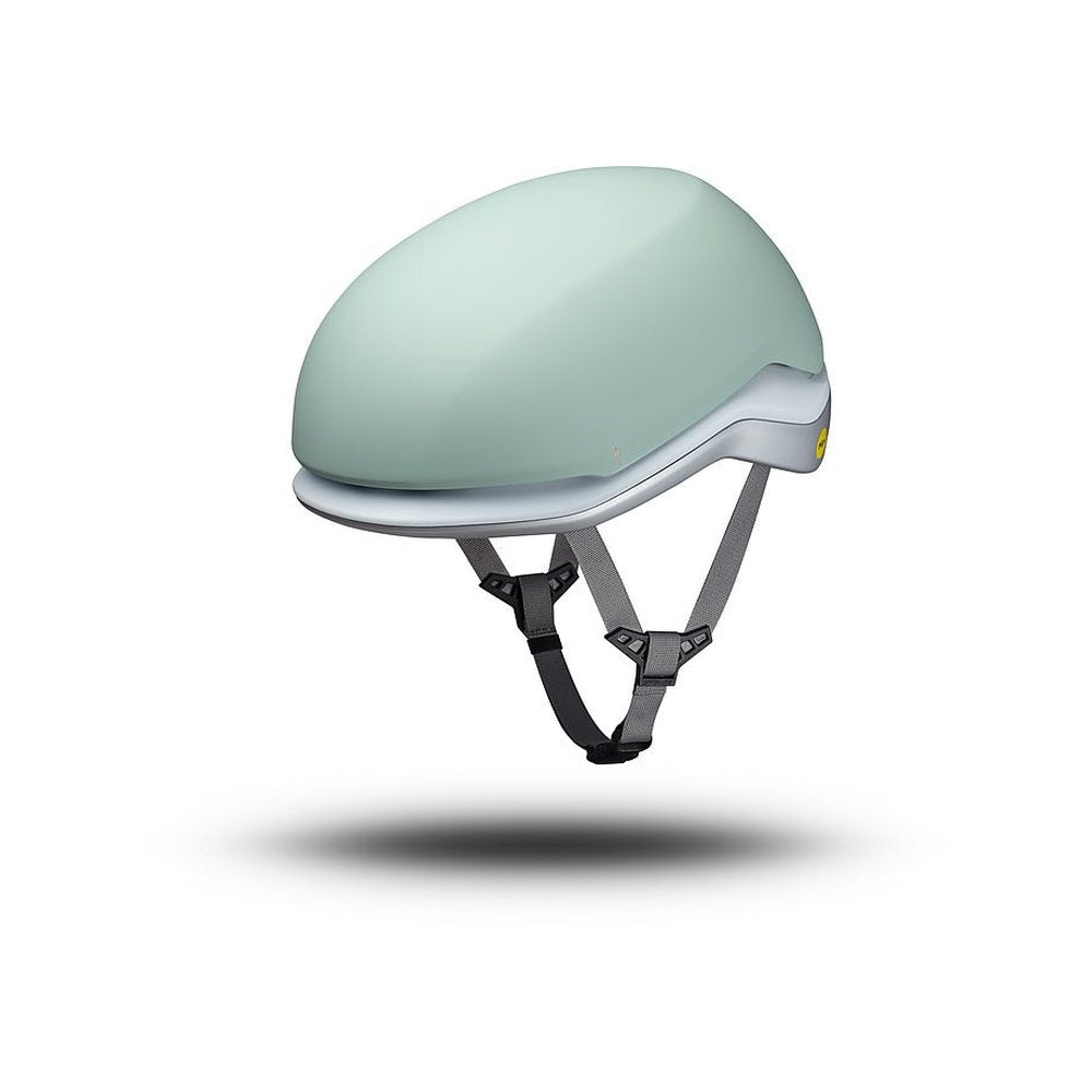 Specialized Mode bicycle helmet in matte sage green with adjustable chin strap
