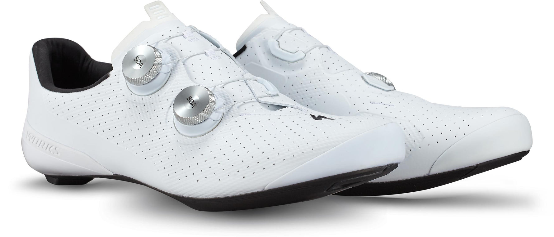 Specialized S-Works Torch white cycling shoes with dual BOA dials