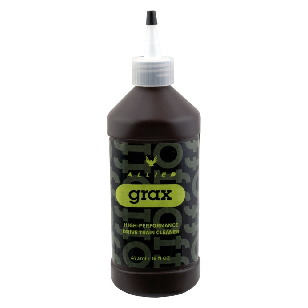 Grax high-performance drive train cleaner in 16oz dark bottle with camouflage label
