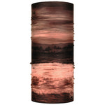 Buff Cool Net UV+ neck gaiter in Andra Maroon tropical sunset pattern