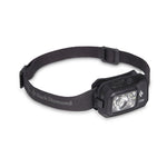 Black Diamond Storm headlamp with black elastic strap and LED lights