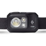 Black Diamond Storm headlamp in black with LED lights and adjustable strap