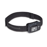 Black Diamond Cosmo headlamp with black fabric headband on white background