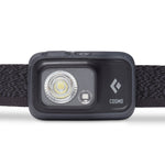Black Diamond Cosmo headlamp with LED lights and adjustable strap on white background