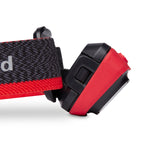 Black Diamond COSMO 350 headlamp in black and red colorway with adjustable strap