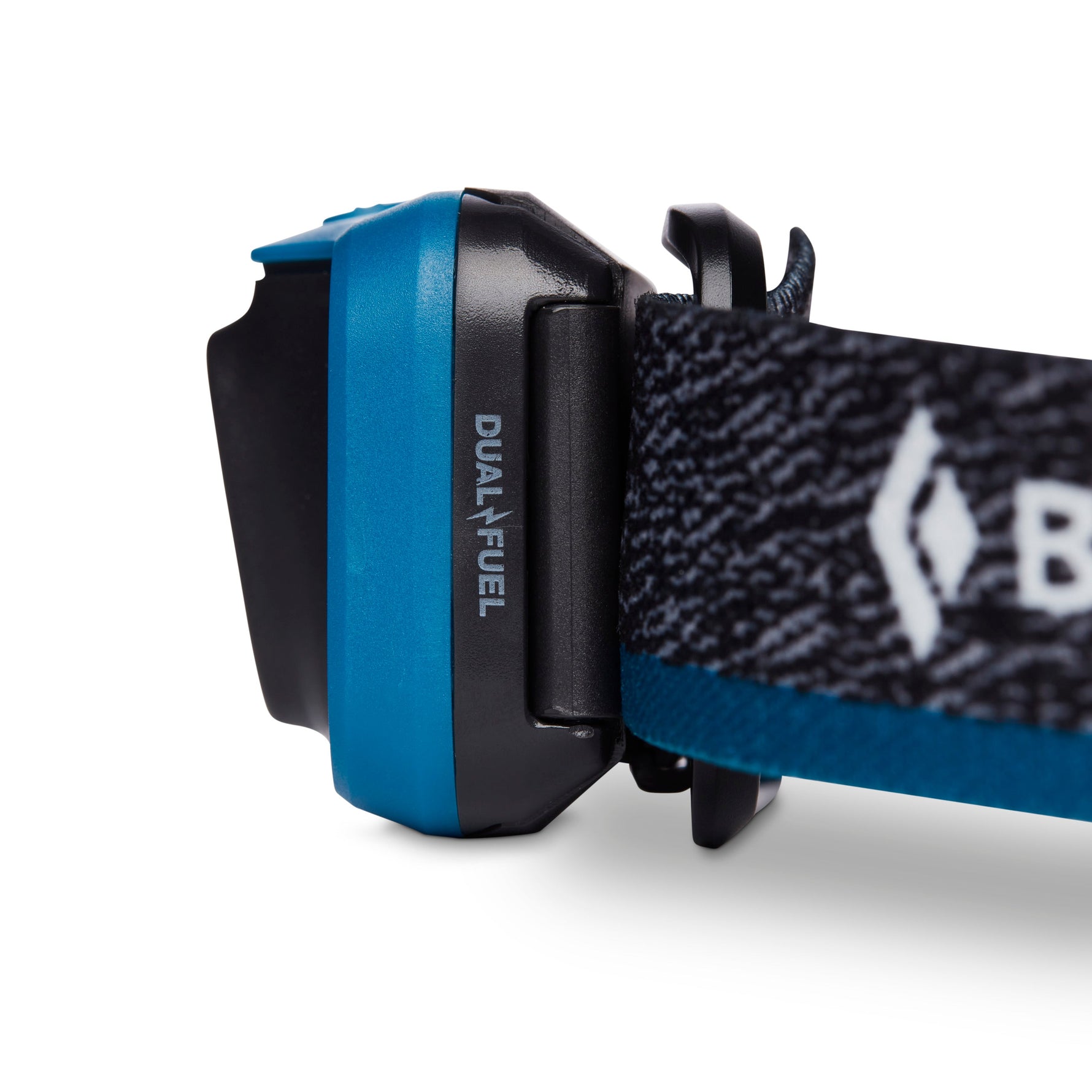 Black Diamond Astro 300 headlamp in blue and black with adjustable strap