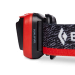 Black Diamond Astro 300 headlamp in red and black with carbon fiber strap
