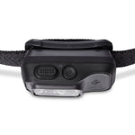 Black Diamond Spot 400-R headlamp in graphite showing USB charging port and power button