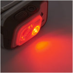 Black Diamond Cosmo 350-R headlamp in graphite color with red LED light activated