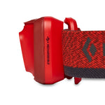 Black Diamond Cosmo 350-R rechargeable headlamp in red with textured headband