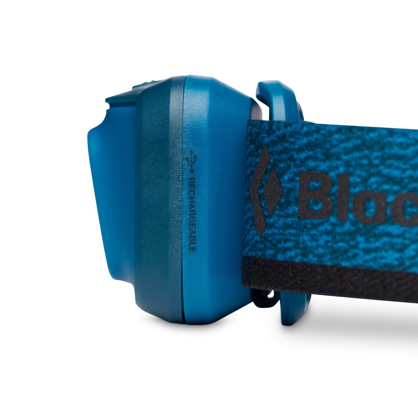 Black Diamond Astro 300-R headlamp in blue color with adjustable strap