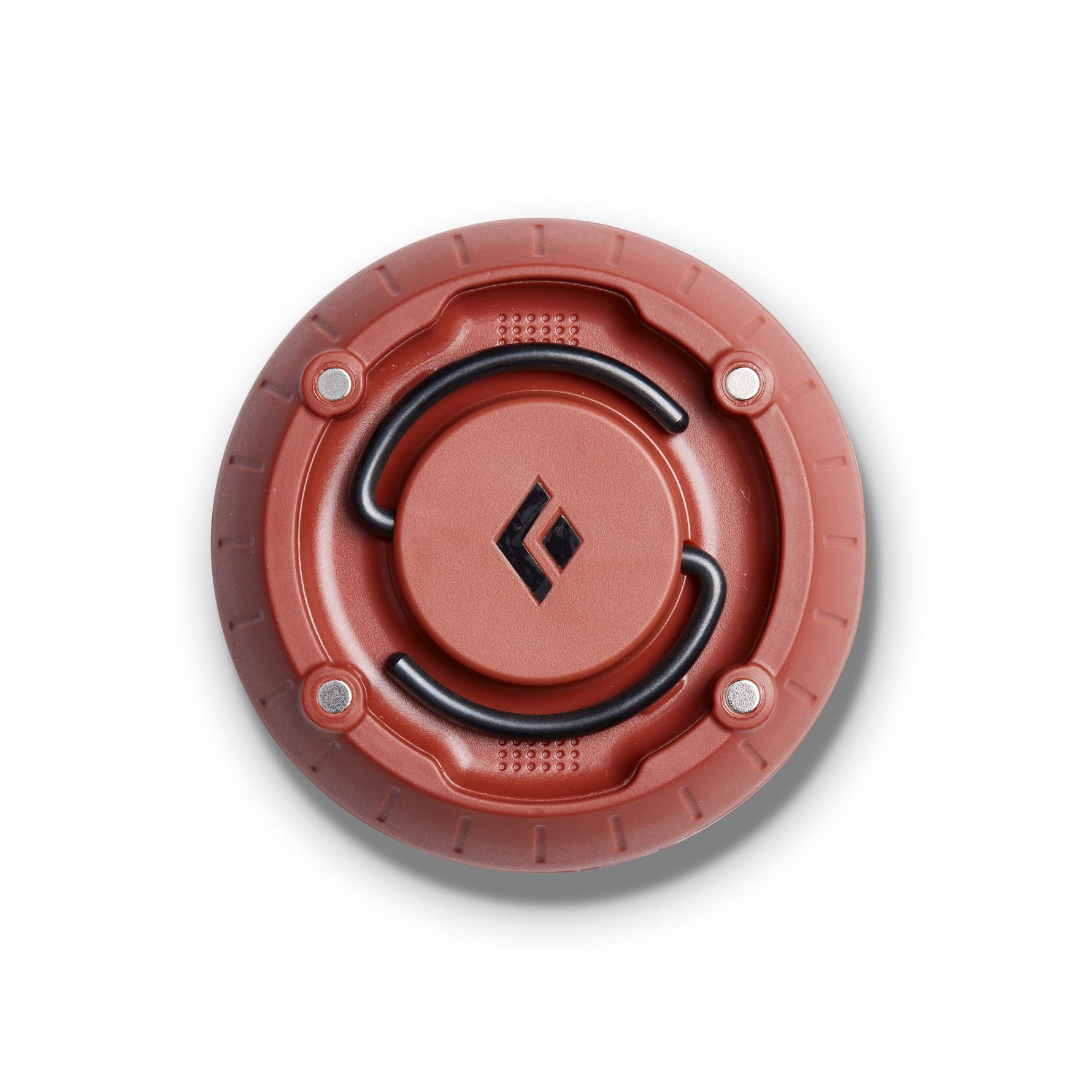 Black Diamond Moji+ lantern in dark crimson red color, top view showing diamond logo