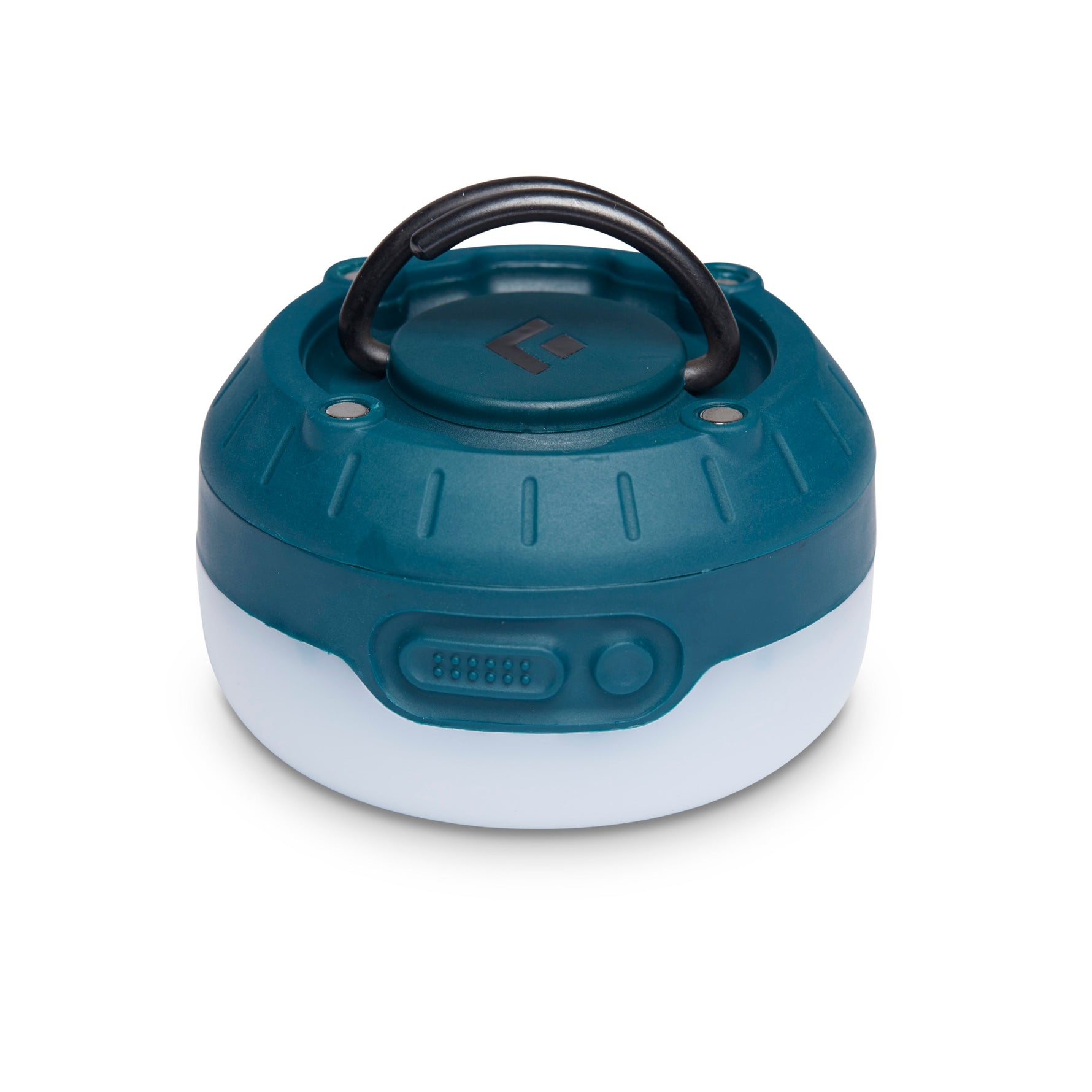 Black Diamond Moji R+ rechargeable camping lantern in teal blue color with handle