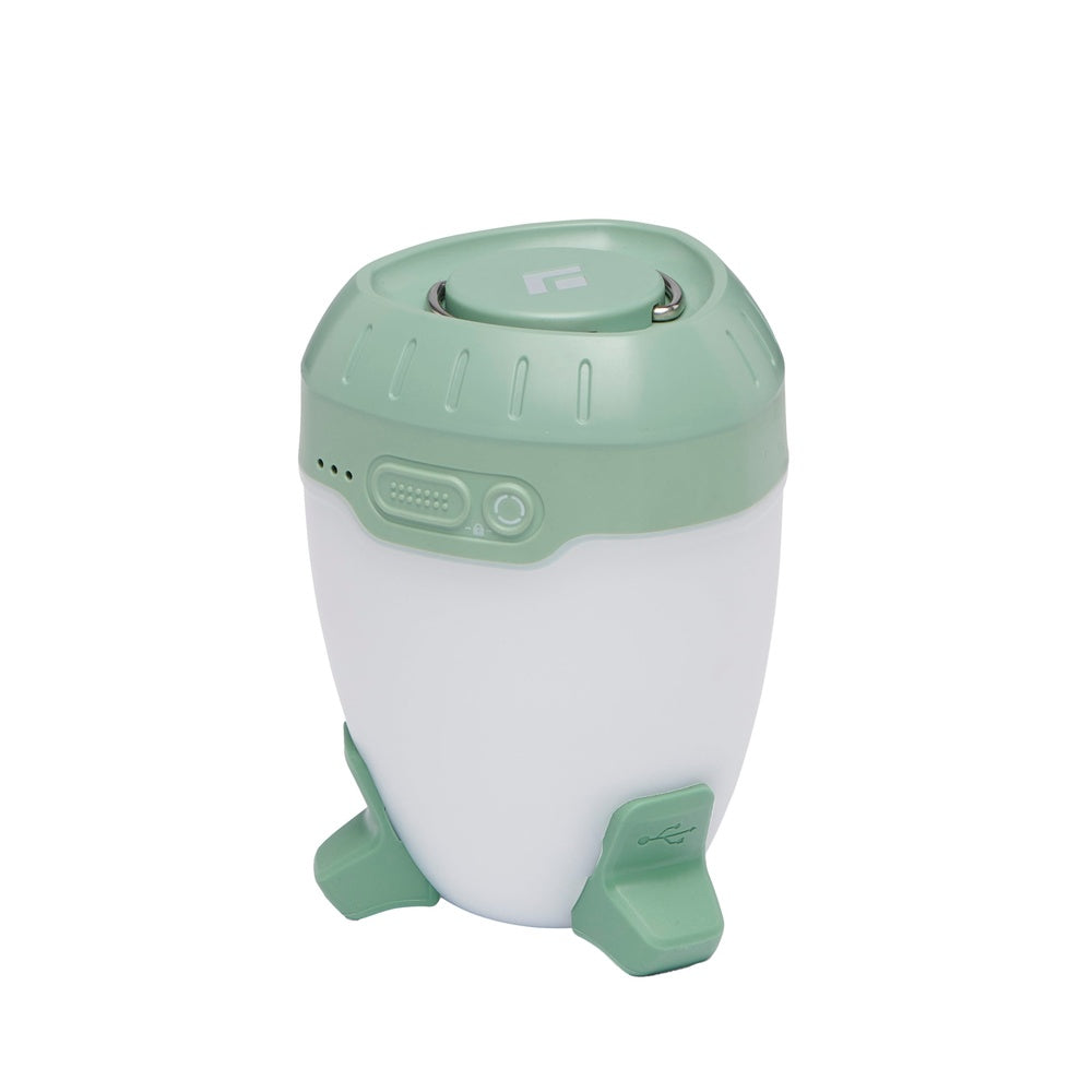 Black Diamond Orbiter lantern in sage green with white body on clean background