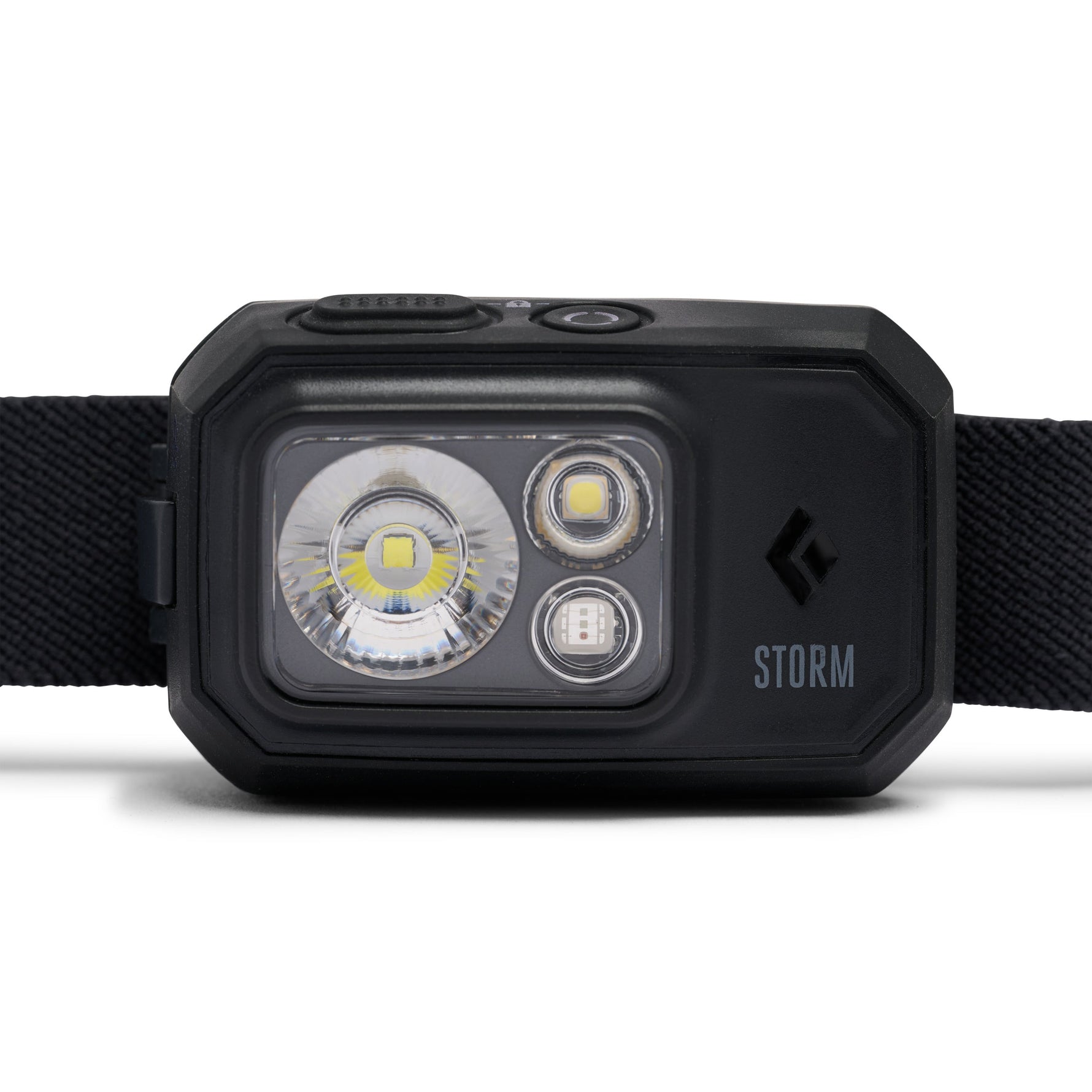 Black Diamond Storm headlamp in black with LED lights and adjustable strap