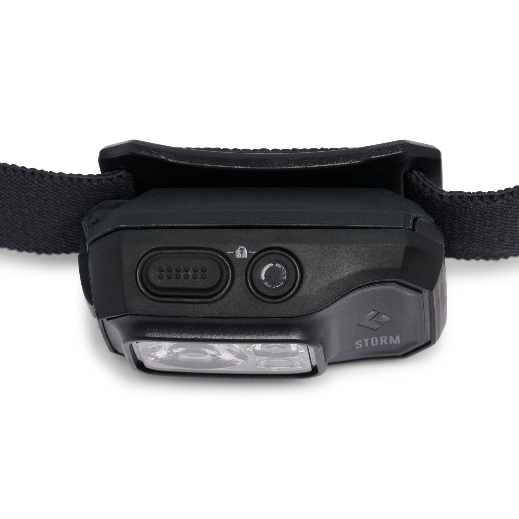 Black Diamond Storm headlamp in black with adjustable strap and LED light
