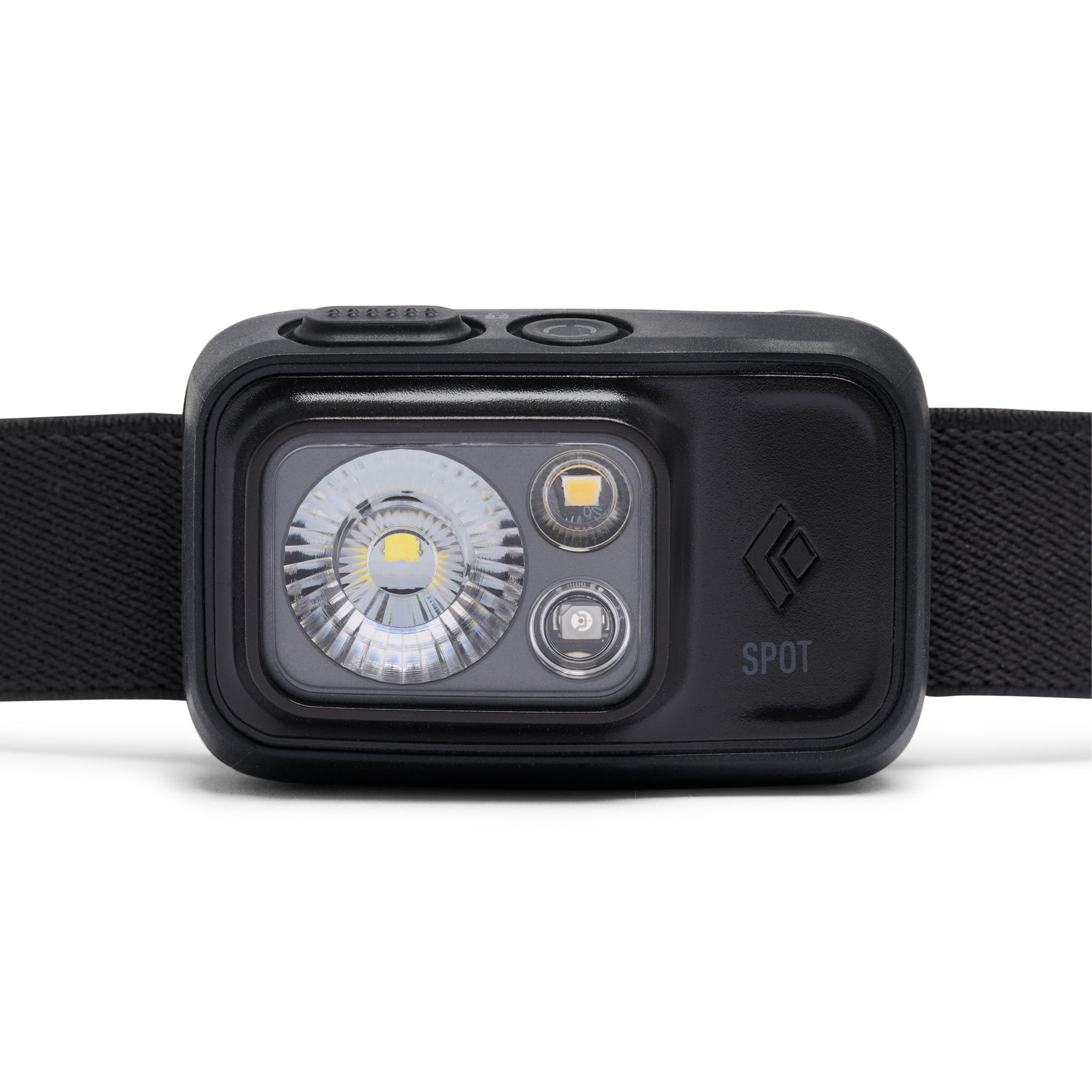 Black Diamond Spot headlamp in black with LED lights and elastic headband
