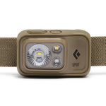 Black Diamond Spot headlamp in dark olive with LED lights and elastic strap